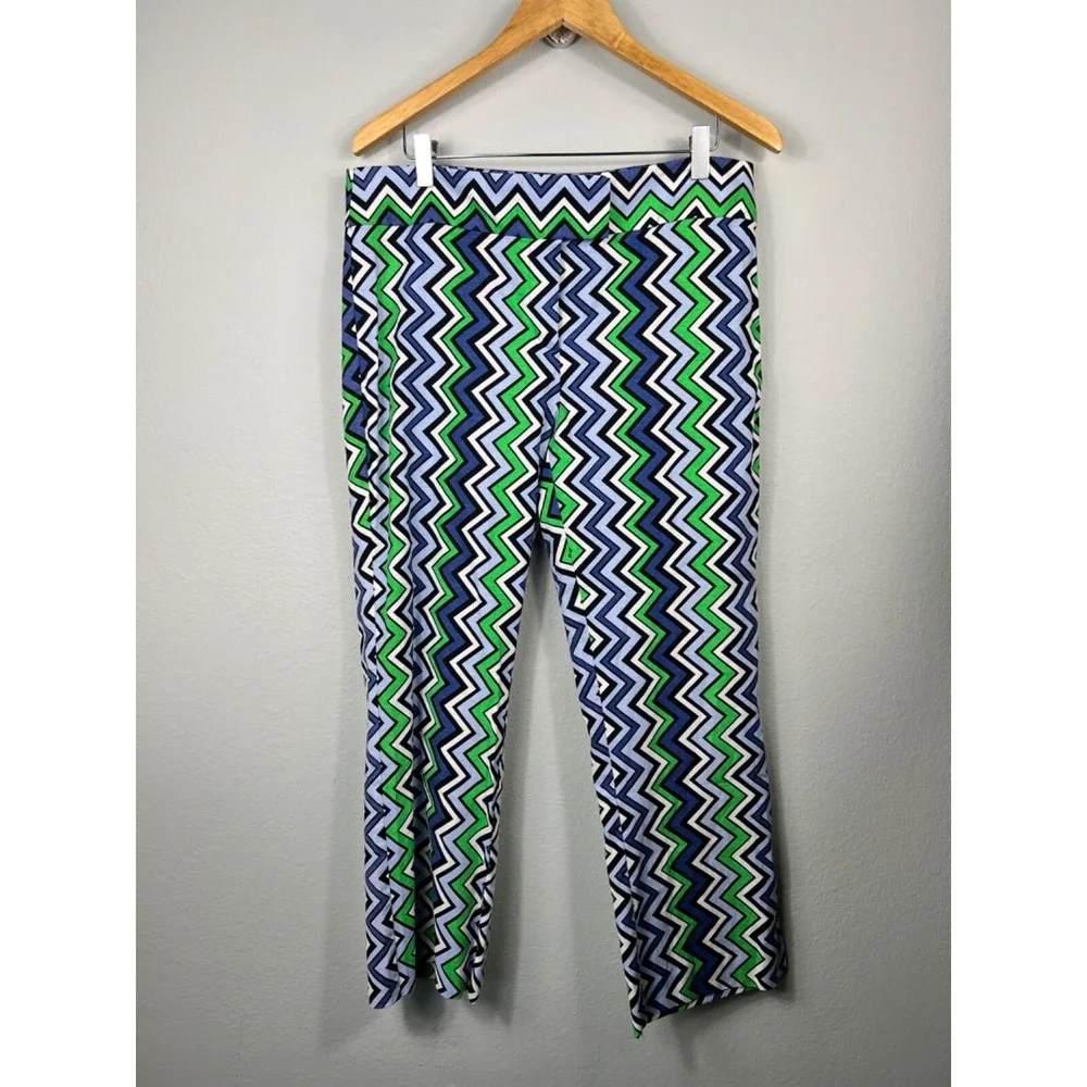 ZARA Linen Blend Cropped‎ Pants ZigZag Print Size Large Retro